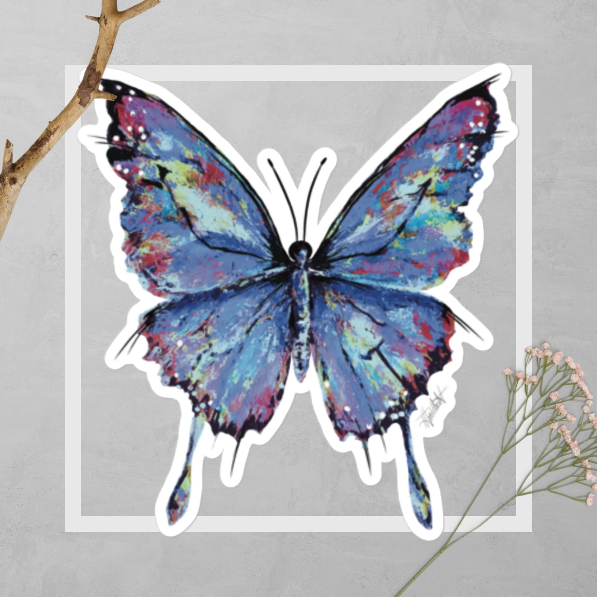 "Butterfly" Sticker Blue 5.5 x 5.5"