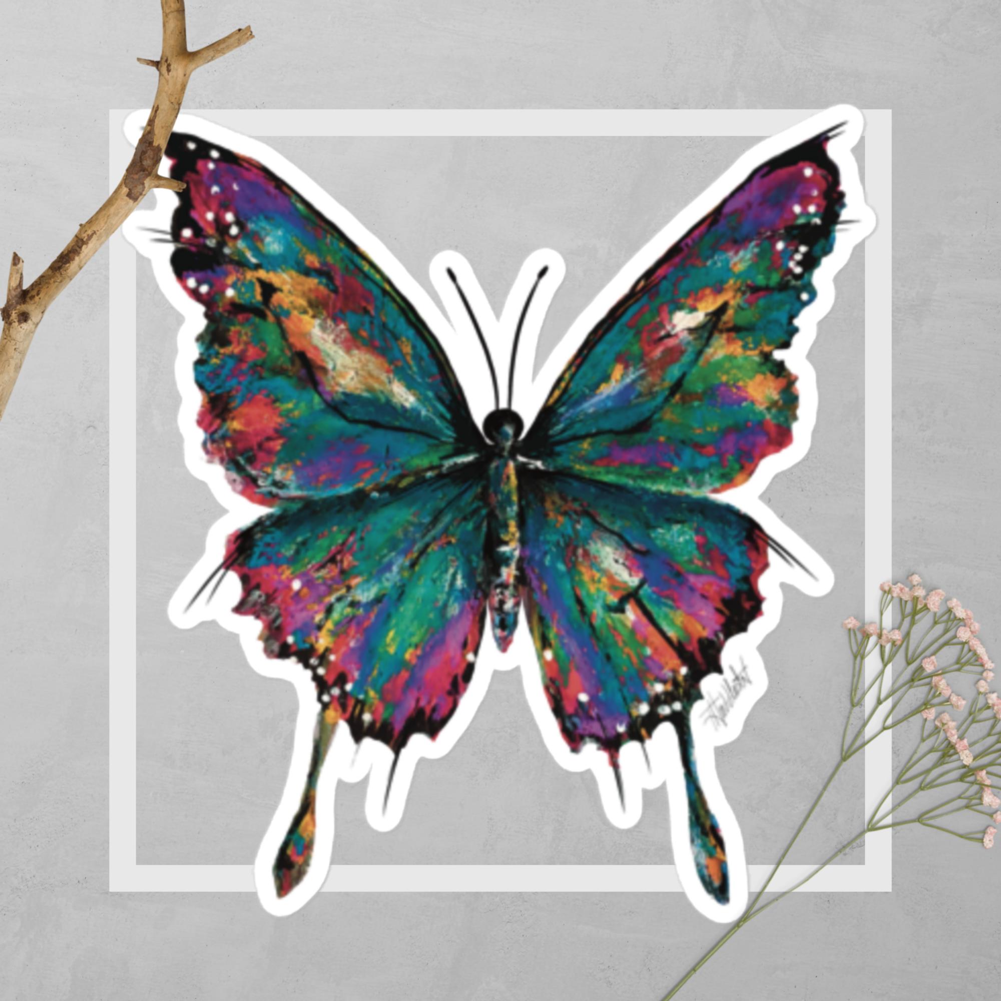 "Butterfly" Sticker Green 5.5 x 5.5"