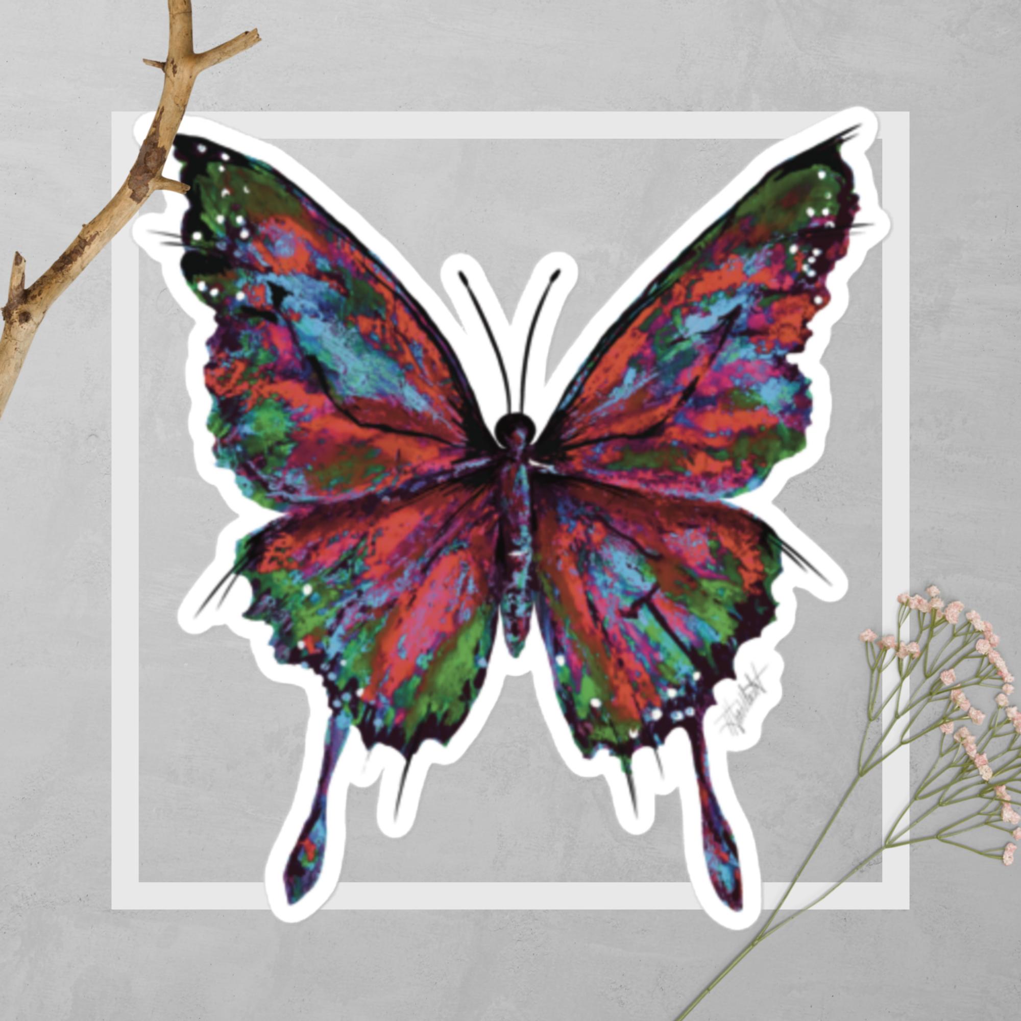 "Butterfly" Sticker Deep Red 5.5 x 5.5"