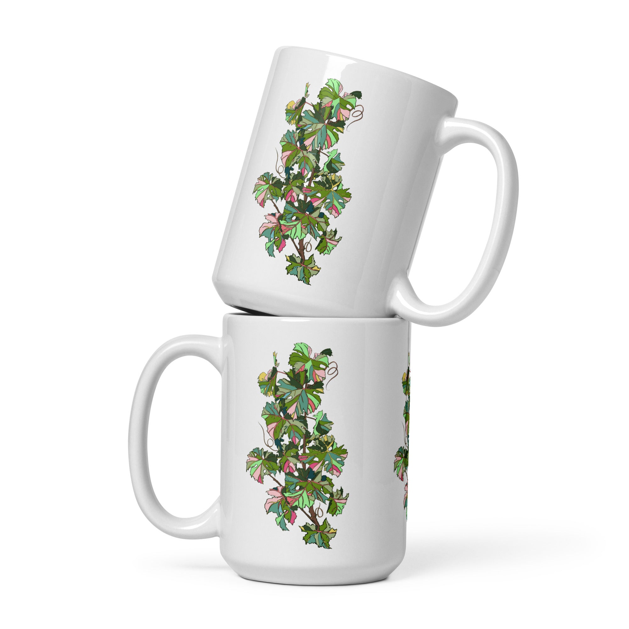 "Grapevine" White glossy 15oz mug