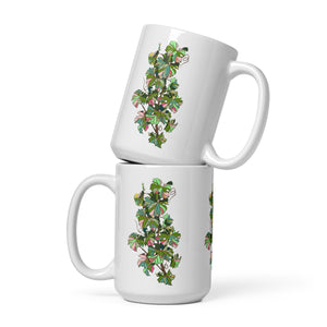 "Grapevine" White glossy 15oz mug